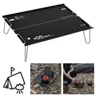 Foldable Camping Table Camping Tent Table Aluminium Alloy for BBQ (Black)