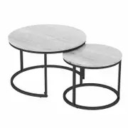 Advwin Nesting Coffee Table Marble Effect 70 & 50cm Round Grey