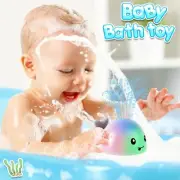 Baby Bath Toys Whale Fountain Light Up Grey Kids Children Bathroom Toy Pool Toy