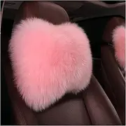 EGBANG Car Seat Neck Rest Pillow Warm Winter Wool Headrest Head Support Car Decor Accessories (Pink)