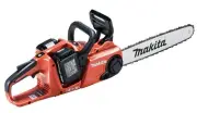 Makita Rechargeable Chainsaw Guide Bar 400mm Red 18V 6Ah with 2 Batteries and