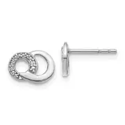 14k White Gold Real Diamond Circles Post Earrings