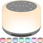 White Noise Machine for Baby Adult, 3 in 1 Sleep Sound Machine with 30 Soothing Sounds, 7 Night Light, Wireless Speaker, 3 Timer, Memory Function for Sleeping Relaxing Travel, Grey/White