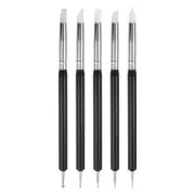 5 Pcs Silicone Clay Sculpting Tool Double-Ended for DIY Handicraft, Black