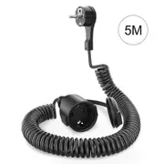 2/5/8m extension cable European 2-pin Type C plug male to female power socket with retractor PVC spring cord black
