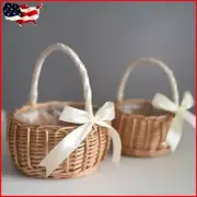 Wicker Basket with Handle Wicker Rattan Flower Basket for Wedding Party Decor