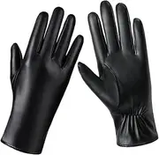 [NIYANGLE] Long Black Winter Gloves Touch Screen Mittens Windproof Adult Full Finger Sheepskin Mittens