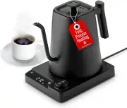Electric Gooseneck Kettle - 1 Liter, Black - Temperature Control Coffee & Tea Ke