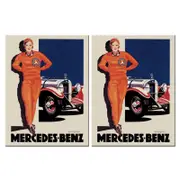 2PK Nostalgic Art Fridge Rectangle Magnet Mercedes Benz Woman In Red 6x8cm