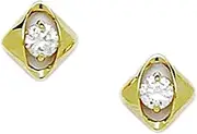 [JewelryWeb] 14k Yellow Gold CZ Simulated Diamond Kite Shaped Screw Back Earrings 8x8mm Stud Earring for Women
