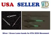 3169 Silver Watch Hour Minute Second Hands Needle Fit for ETA 2836 Movement Lumi