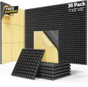 Upgraded 36 Pack Self-Adhesive Sound Proof Foam Panels for Walls 12" X 12" X 1"，