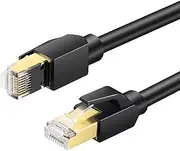 i-Selection Cat8 Ethernet Cable SFTP Shielded High Speed 40Gbps 2000Mhz/s Gigabit RJ45 LAN Patch Cords Internet Wire Black for Game Console PS5 Xbox PC Router Modem Smart TV (1m)