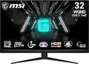 MSI G321Q 32 Inch WQHD Gaming Monitor - 2560 x 1440 IPS Panel, 170 Hz / 1ms, 123% sRGB Colour Gamut, HDR Ready, Tilt-Adjustable Stand - DP 1.2a, HDMI 2.0b