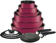 Tefal Ingenio Nonstick Cookware Set 14 Piece Oven Safe 500F, Rose Pink