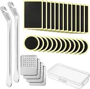 Cosmos Bike Tire Repair Kit Glueless Bicycle Inner Tube Repair Kit with 24 Self Adhesive Tire Patches, 4 Metal Rasp and 2 Tire Lever, Portable Tire Patch Tool Kit for Motorcycle Mountain Road Bike