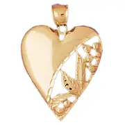 14K Gold Leaf Heart Pendant