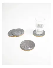 [Yellow Drama] Handmade Sparkly Charcoal Resin Coasters With Golden Rim Set of 4