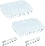 KQDFRSWEW 2 Pieces Bacon Keeper,Plastic Deli Meat Saver Container with Lids,Airtight Cold Cuts Cheese Container for Fridge Food Refrigerator Storage Box Shallow Low Christmas Cookie Holder