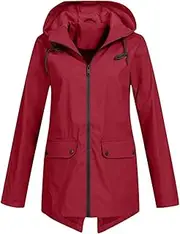 [DCTIWES] Long Hooded Rain Jackets Women Lightweight Raincoat Windbreaker Waterproof Outdoor Hooded Trench Coats Pockets