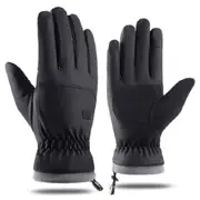 Winter Water Repellent Ski Snow Warm Gloves with Touchscreen Fingers-Black