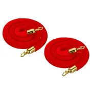 4 Feet Red Velvet Stanchion Rope, 2 Pack Crowd Control Barrier Rope, Golden