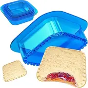 HiYZ Square Sandwich Cutter and Sealer, 5 PCS Decruster Sandwich Press Maker, Peanut Butter and Jelly Crustless Sandwich Cutters for Kids Lunch Cookie Cutter for Children