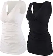 [COLOMI] Maternity Nursing Tank Top Sleeveless Pajama Tops Nursing Cami Sleep Bra for Breastfeeding