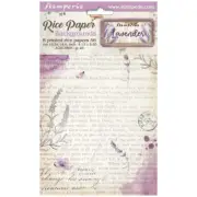 Stamperia A6 RICE PAPER - LAVENDER - 8 X ASSORTED SHEETS 10.5 x 14.8cm