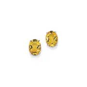 Sterling Silver Citrine Oval Post Earrings