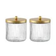 Set of 2 Glass Qtip Holder Dispenser Set for Cotton Ball, Swab, Round Pads, F...