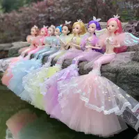 在飛比找蝦皮購物優惠-七彩美人魚娃娃女孩玩具公主兒童生日手工娃娃婚紗仿真娃娃