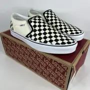Vans Mens Checkerboard Black White Slip On Skate Sneaker Shoes Size 11.5