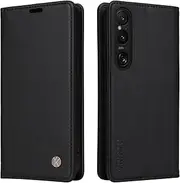 [YBFJCE] Case for Sony Xperia 1 VI PU Leather Wallet Cover,Flip Folio Case with Card Holders,Magnetic Phone Cover Compatible with Sony Xperia 1 VI,Black