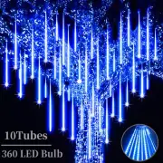 Christmas Lights Outdoor, Meteor Shower Lights 12 Inch 10 Tube 360 LED High Brig