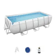 Bestway 56660 - 4.04m x 2.01m x 1.00m Swimming Pool Above Ground Steel Grey Rectangular Filter Pump Ladder