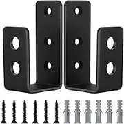 2x4 Door Barricade Brackets, Heavy Duty Door Security Bar with Screws and Anchors, Open Holder U Brackets, Security Bar Door Stopper,Holder U Shape