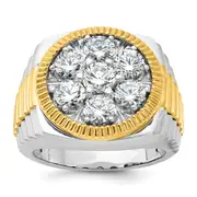 14k Two-Tone 3 Ct. Lab Grown Diamond VS/SI+ G+ Ribbed Men's Cluster Ring