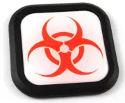 Biohazard Zombie Square Black rim Emblem Car 3D Decal Badge Bumper 2"