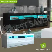 Black/White High Gloss TV Stand Entertainment Unit Cabinet Storage w/LED Light