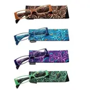Calabria Victoria 4 PACK+1.25 Designer Reading Glasses Blue,Green,Purple & Brown