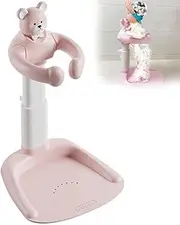 Adjustable Baby Bathtub, Baby Shower Stand with Huggable Bear, 48~64.5Cm Adjustable Height, 33.5-24.3Cm Adjustable Width, Anti-Rollover and Anti-Slip Design, for Aged 8-36 Months Baby Pink