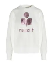 logo-print linen top L White