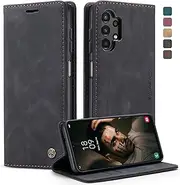 [Cracedily] for Samsung Galaxy A13 4G/5G Case, Flip Wallet Leather Case with Card Holder Magnetic Closure Shockproof Kickstand Protective Phone Cases Cover for Samsung Galaxy A04s,Black