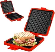 Microwave Toastie Sandwich Maker - Silicone Microwaveable Cookware, Non-stick, Wireless Rapid Heating for Cooking Breakfast Sandwiches (Red)
