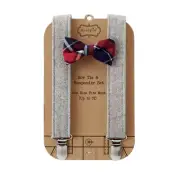 Mud Pie H7 Baby Boy up to 5T Adjustable Bow Tie & Tweed Suspender Set 1582151