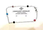 Sterling Silver Natural AMETHYST Gemstone Beaded Anklet...Handmade USA