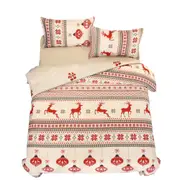 3pcs Christmas Santa Claus Elk Quilt Duvet Cover Single Double Queen King Size Bedding Set - Elk