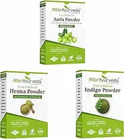 Attar Ayurveda Henna Leaves Powder, Indigo Leaves powder and Amla Powder Combo (650 Grams)