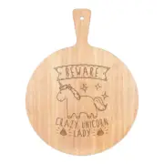 Beware Crazy Unicorn Lady Pizza Board Paddle Wooden Funny